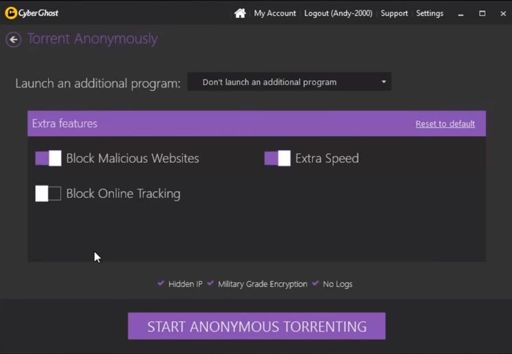 Cyberghost Anonymous Torrenting